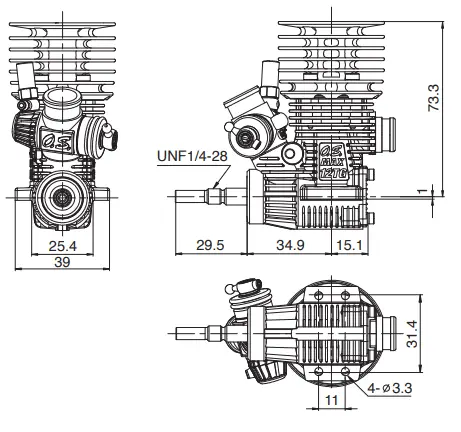 O S Engine MAX-12TG Ver.IV O.S. Engine - DRAWING