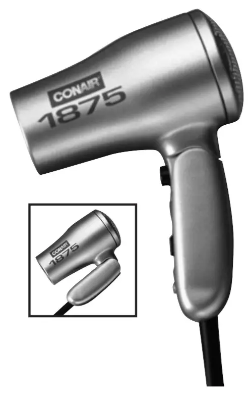 CONAIR 127L Folding Handle Travel Hair Dryer 1875 -figure 1