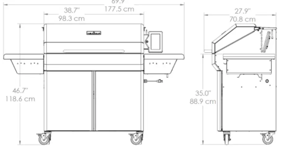 Memphis Elite Cart ITC 3 VG0002S- Grill Dimensions