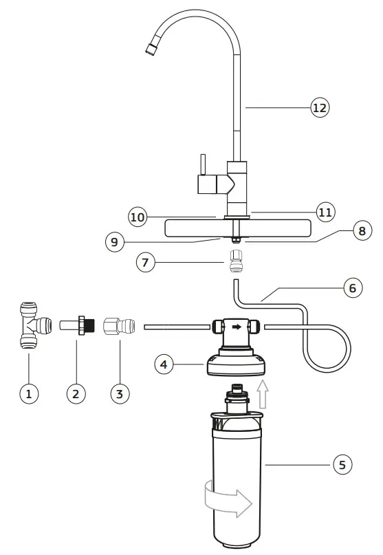 Puretec CR-Z2 Caravan RV Quick Twist Undersink Water Filter System - Figure 1
