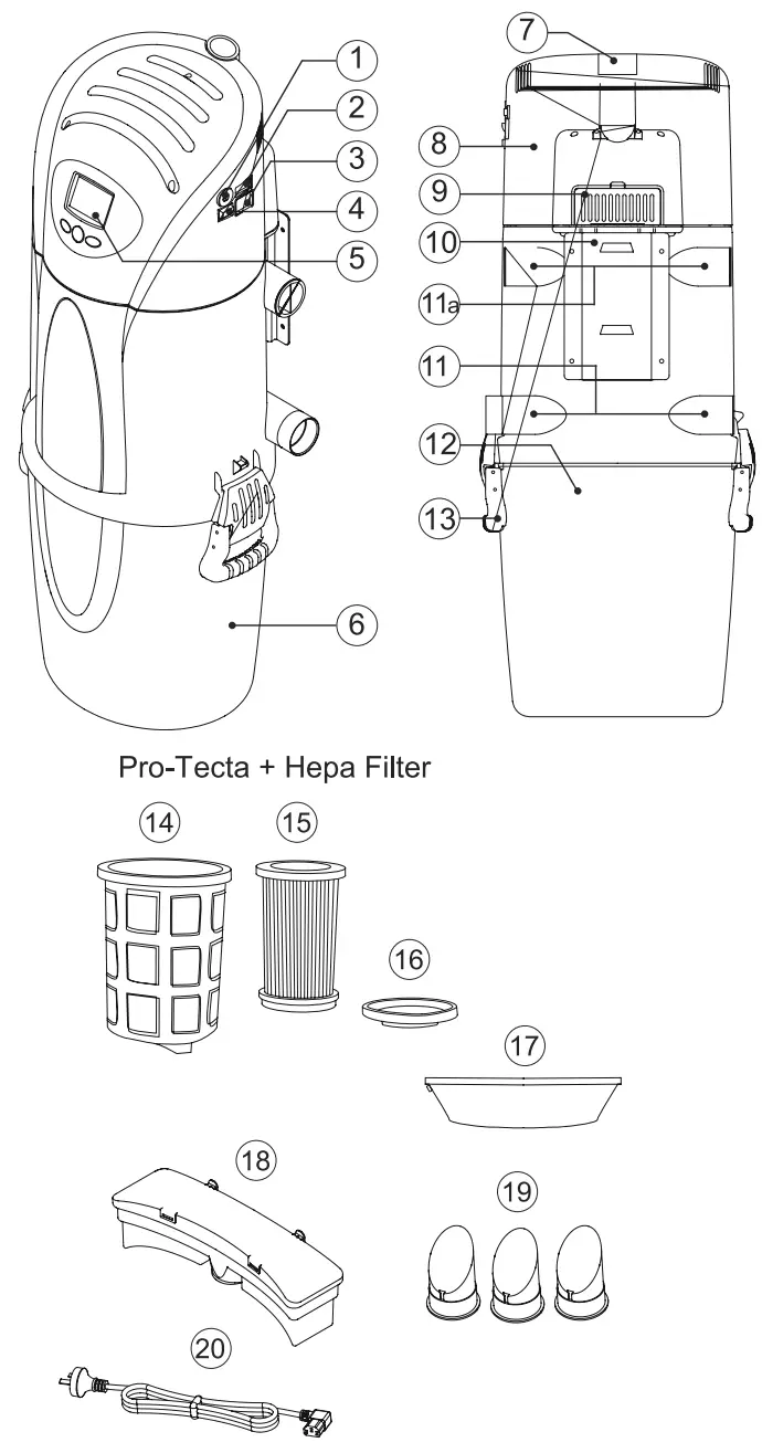 vacTron CV 950 Cyclonic Filtration System-COMPONENT PARTS