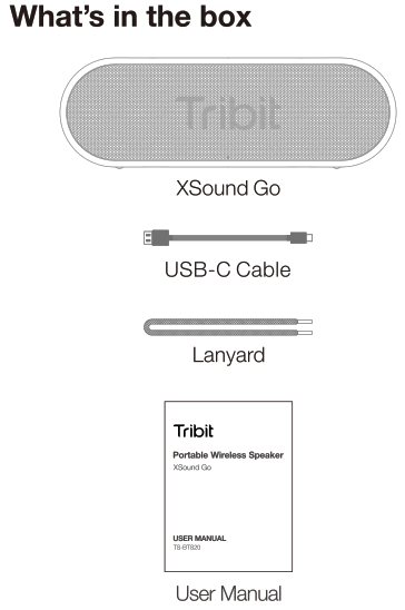 Tribit BTS20C XSound Go Bluetooth Speaker - in the box