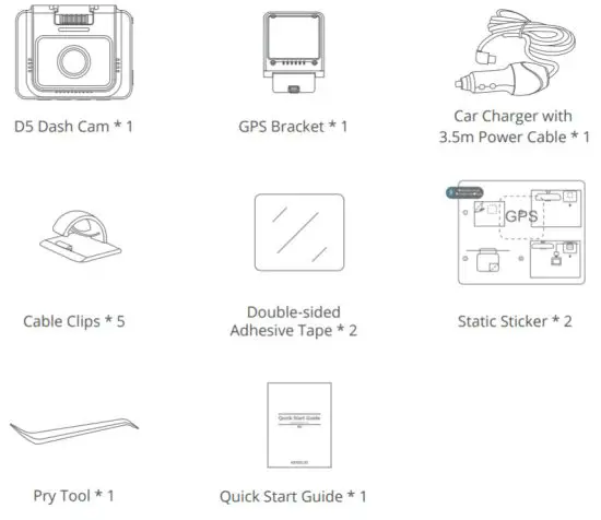 KingSlim D5 Dash Cam with WiFi -Box