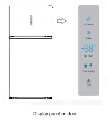 Hisense HRTF504 White Top Mount Refrigerator - Display controls