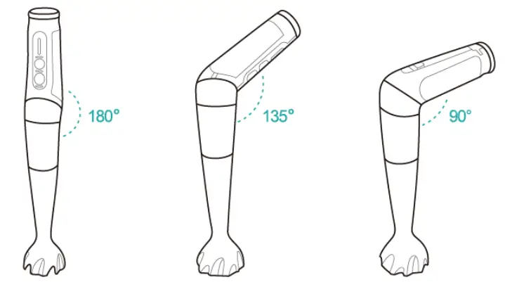 Healthy Choice HBC60 Cordless Stick Blender Set with 3 Adjustable Angles and 21 Adjustable Speeds - Adjusting the angle