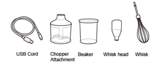 Healthy Choice HBC60 Cordless Stick Blender Set with 3 Adjustable Angles and 21 Adjustable Speeds - Parts