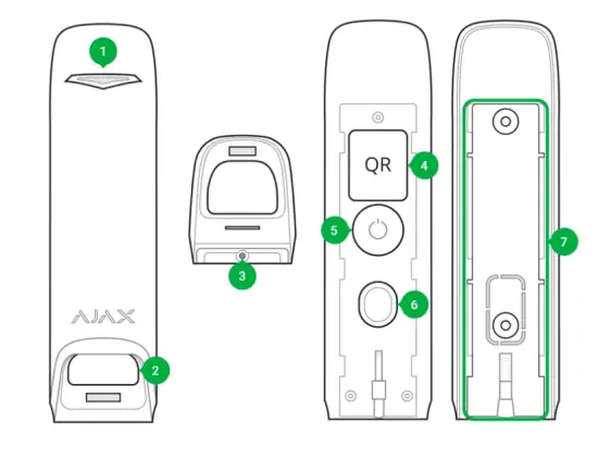 AJAX MotionProtect Curtain Wireless Motion Detector - Elements