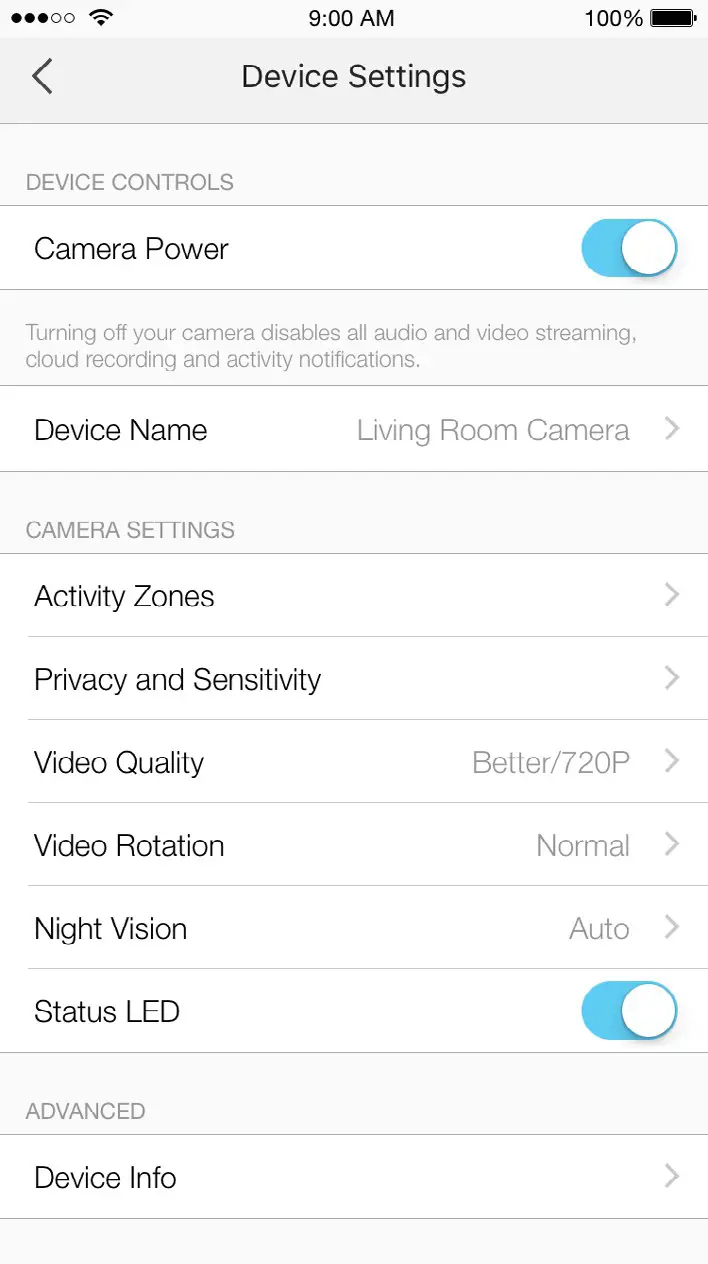 tp-link Kasa Cam Indoor- Change Camera Settings