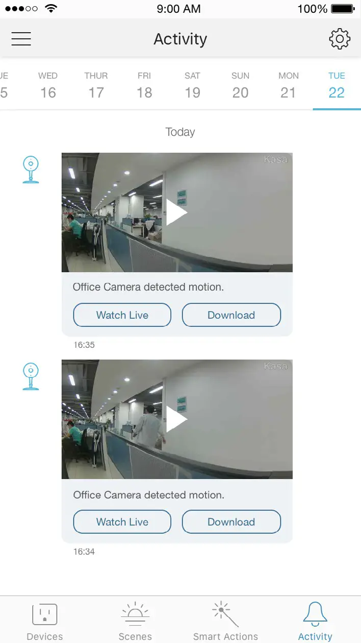 tp-link Kasa Cam Indoor- Check Activity Notifications