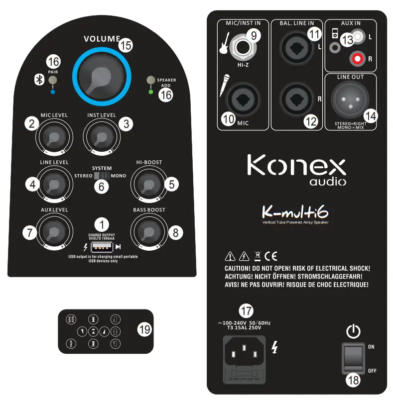 Konex audio K multi6 Active Combination Speakers - AMPLIFIER FUNCTIONS