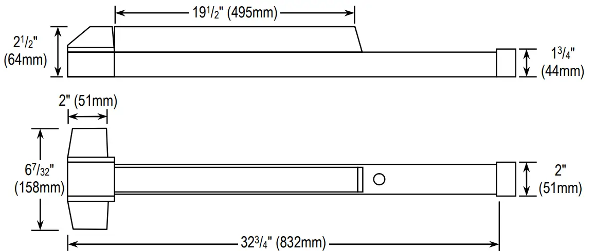 ENFORCER SD 962AR 36A Rim Type Exit Device - Dimensions