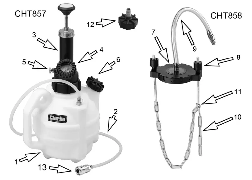 Clarke CH Series Brake Bleeder Universal Adaptor - parts