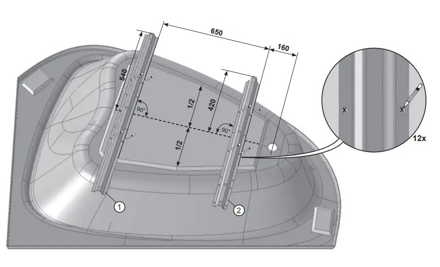 RAVAK 196x139 LoveStory II Bathtub - fig 17