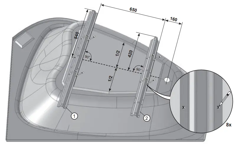 RAVAK 196x139 LoveStory II Bathtub - fig 3