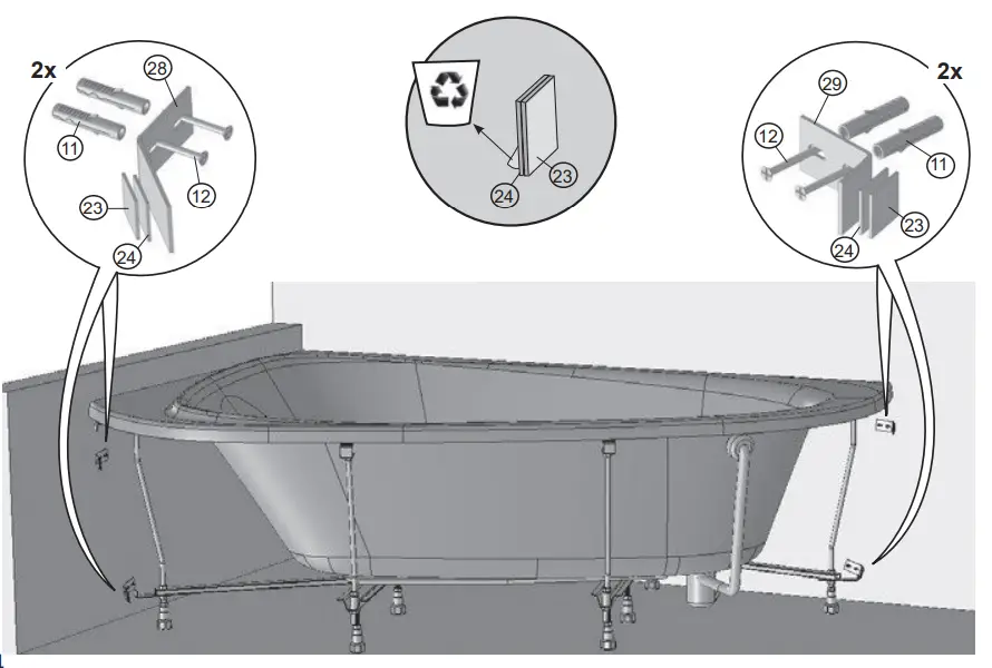 RAVAK 196x139 LoveStory II Bathtub - fig 32