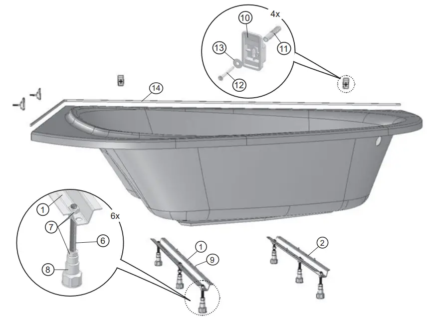 RAVAK 196x139 LoveStory II Bathtub - fig