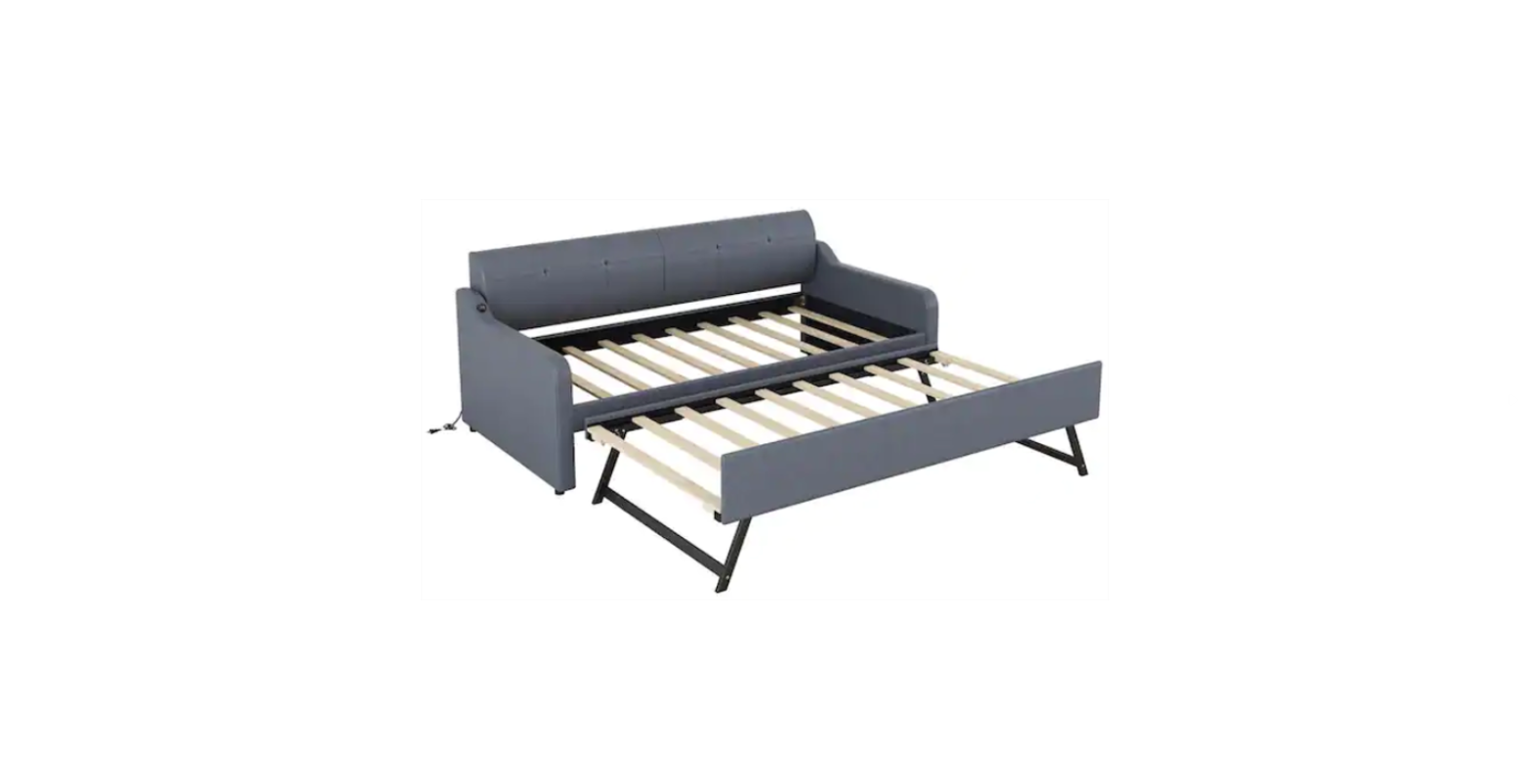 Urtr T-01685-e Twin Size Daybed With Pop Up Trundle Upholstery Daybed Sofa Bed Instruction Manual