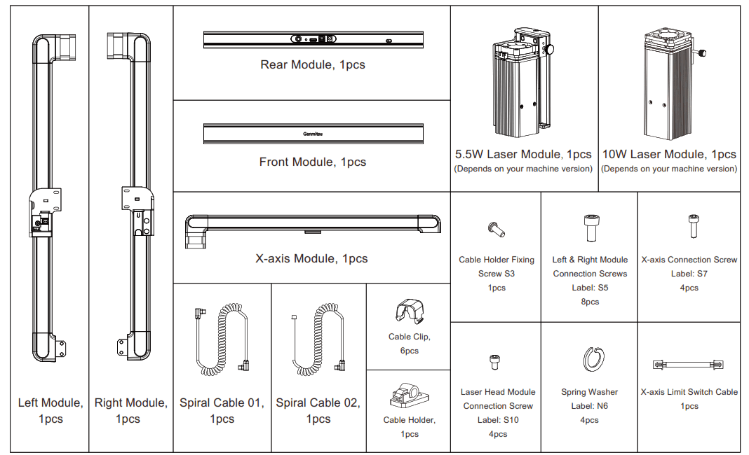 Genmitsu Jinsoku LC 40 Desktop Laser Engraver - Accessories