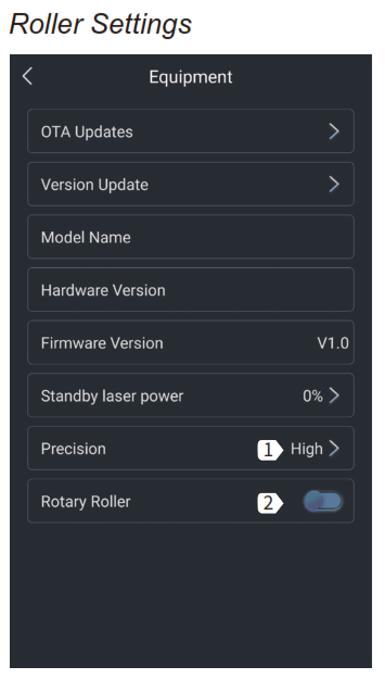 Genmitsu Jinsoku LC 40 Desktop Laser Engraver - Roller Settings