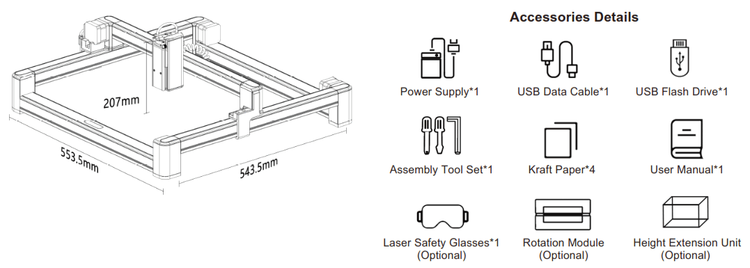Genmitsu Jinsoku LC 40 Desktop Laser Engraver - Top View4