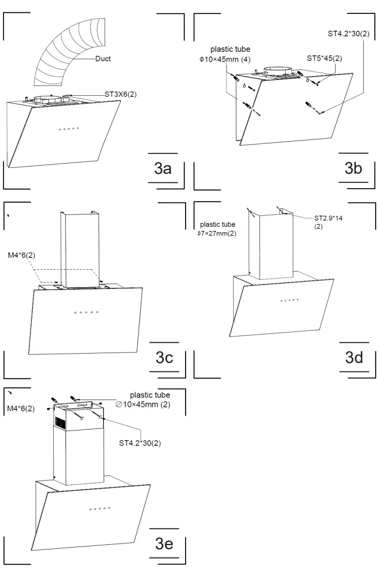 Amica OKP6552SB, OKP6552SW, OKP9552SB Kitchen Extractor Hood - fig 2