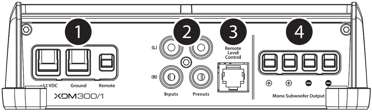 JL AUDIO XDM300 1 300W Mono ClasS D Subwoofer Amplifier - CONNECTIONS