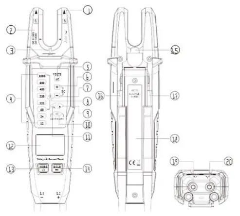 TRIPLETT VTC1000 Voltage and Current Tester with Phase Rotation Tester - fig