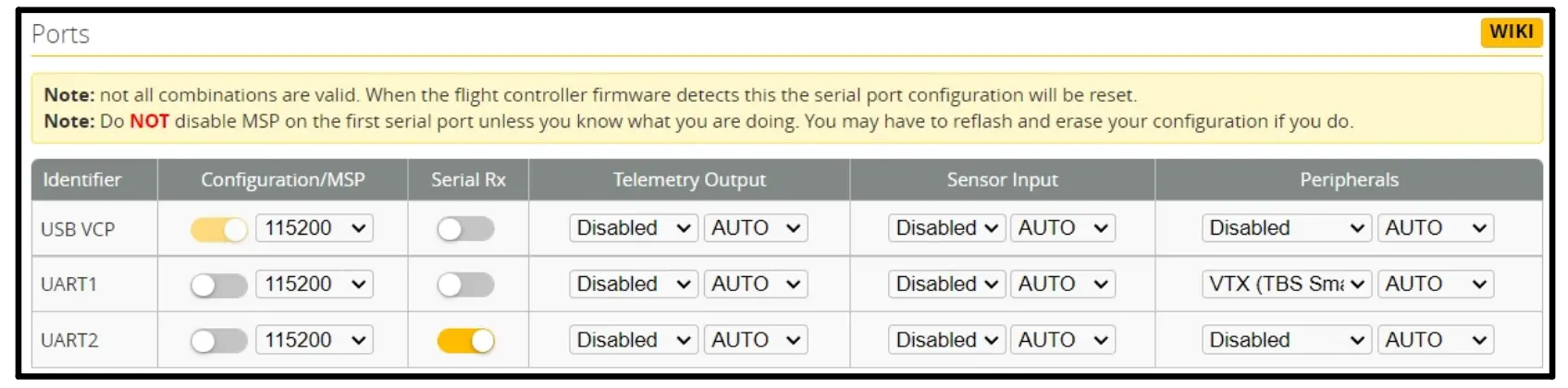 Port setting and receiver setting