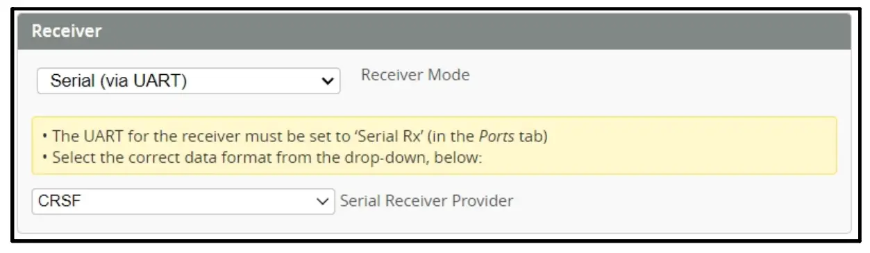 Port setting and receiver setting
