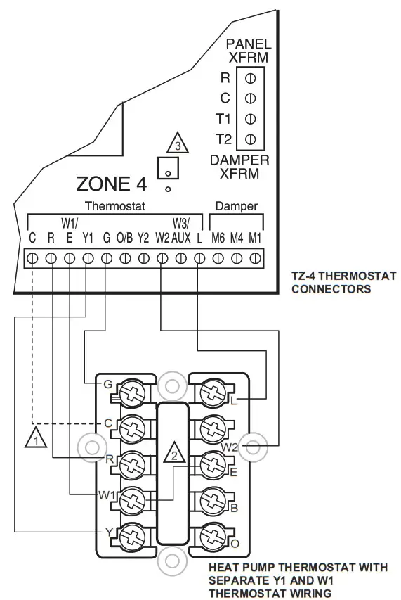 Honeywell TZ 4 TotalZone Zone Control Panel - Wiring Diagrams 3