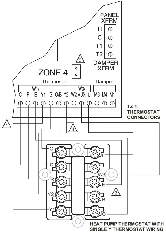Honeywell TZ 4 TotalZone Zone Control Panel - Wiring Diagrams 5