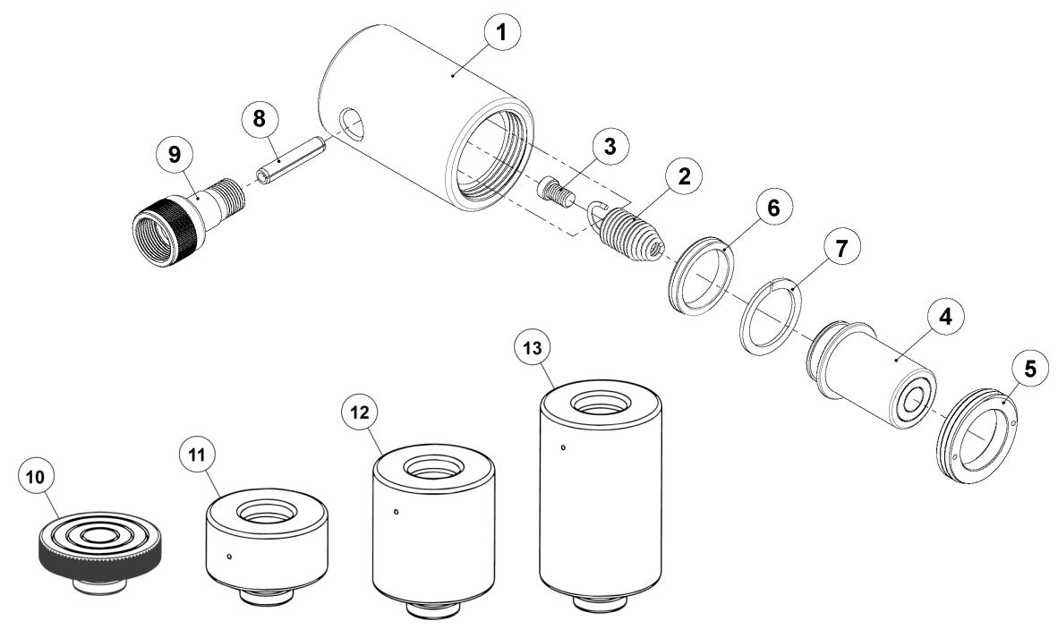 ESCO 10316 Stak Able Hydraulic Ram Kit - PARTS BREAKDOWN