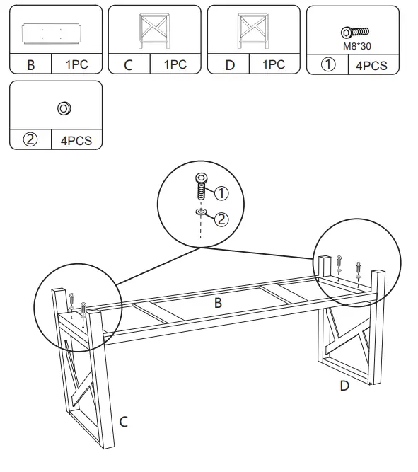 JAXPETY HG61T1134 Entryway Storage Bench - PRODUCT ASSEMBLY 2