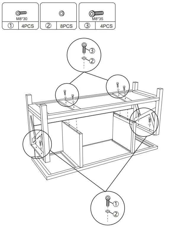 JAXPETY HG61T1134 Entryway Storage Bench - PRODUCT ASSEMBLY 3