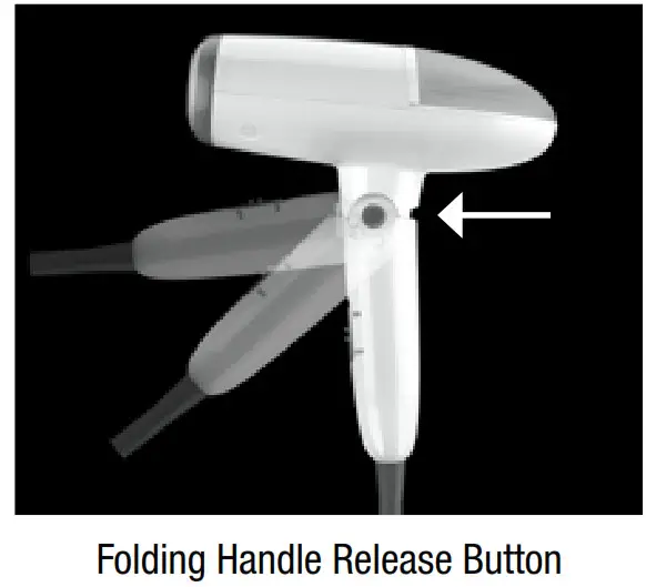 CONAIR GS36 Handheld Fabric Steamer Instruction - Folding Handle Release Button