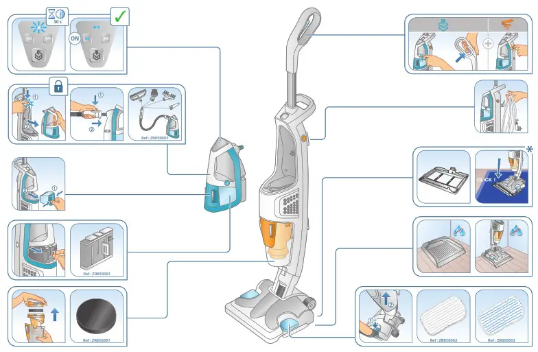 Rowenta RY8544WH Clean and Steam Multi Steam Cleaner- Depending on model