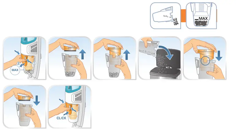 Rowenta RY8544WH Clean and Steam Multi Steam Cleaner- dust container