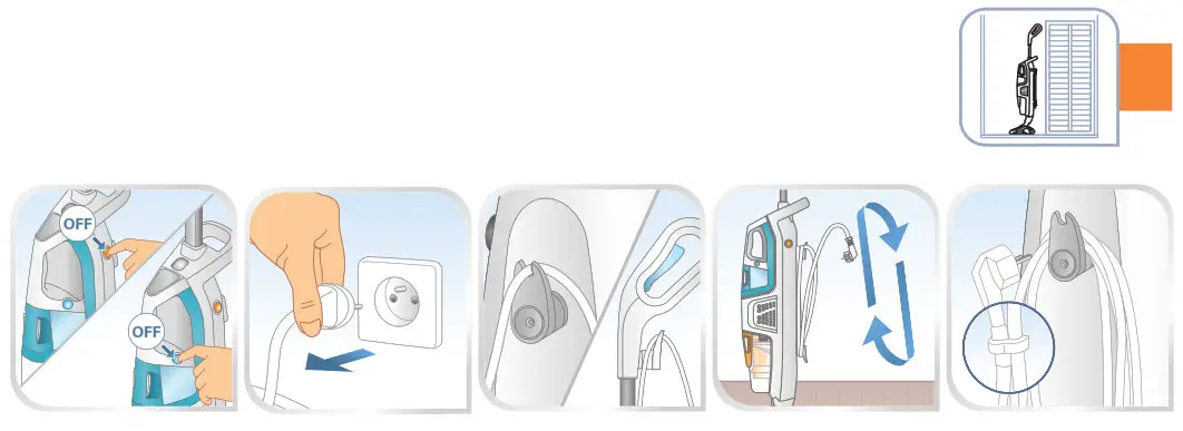 Rowenta RY8544WH Clean and Steam Multi Steam Cleaner- eam and vacuum buttons