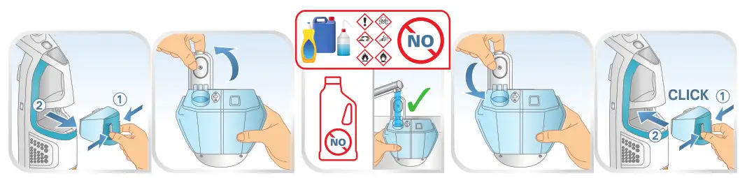 Rowenta RY8544WH Clean and Steam Multi Steam Cleaner- water tank