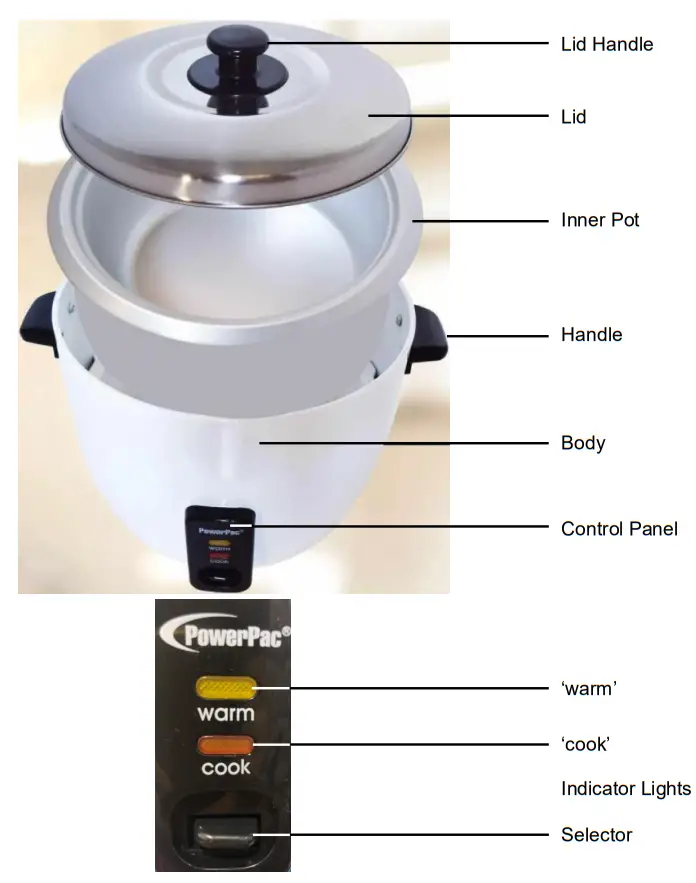 PowerPac PPRC7119 2 2L Premium Rice Cooker-fig1