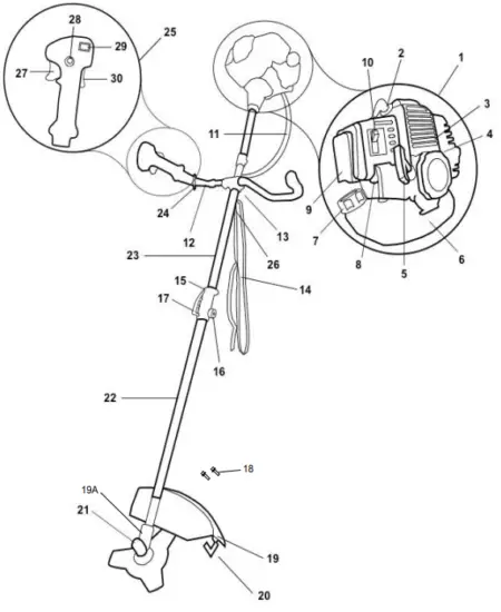 RIDGELINE 97003 2 In 1 Brush Cutter String Trimmer - Parts List