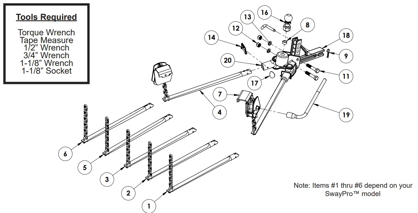 BLUEOX BXW0350 SwayPro Weight Distributing Hitch 7 Hole Shank - fig 5