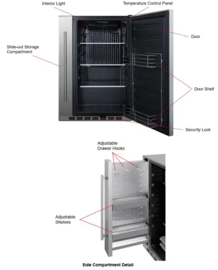 SUMMIT FF19524 Undercounter Refrigerator with Slide Out Storage Compartment - Parts