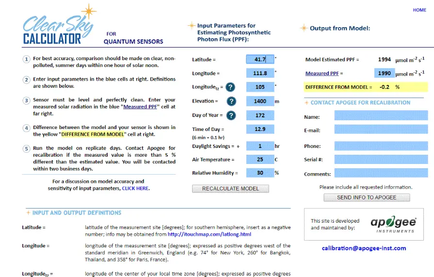 Apogee SP-510-SS PYRANO METER - Calculator