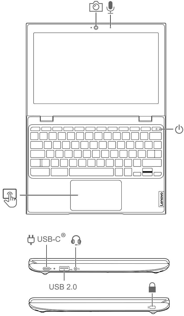 Lenovo MTK 2 100e Chromebook 2nd Gen Portable Laptop - Touchpad