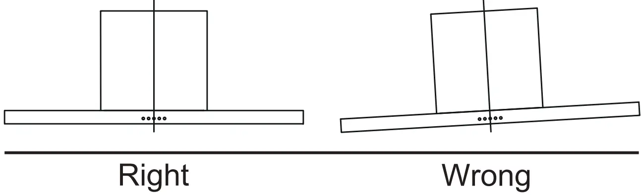 Hook the hood body    Hook the hood body to the bracket 20. Level the hood body itself. Remove the filter from the inside of the hood body, fix the screws 10 to Wall Plugs 11 at the points (3).