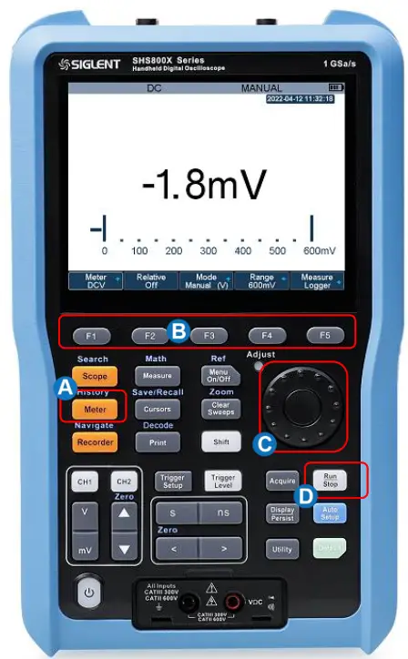 SIGLENT SHS800X Handheld Digital Oscilloscope - Panel