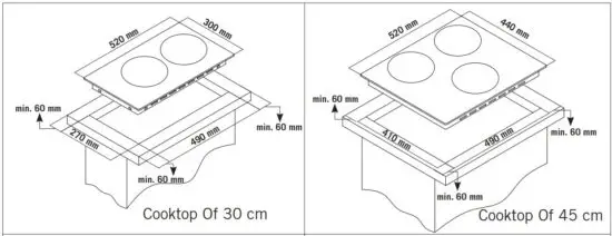 FIG 10 COUNTER CUTTING SIZES AND INSTALLATION OF YOUR COOKTOP
