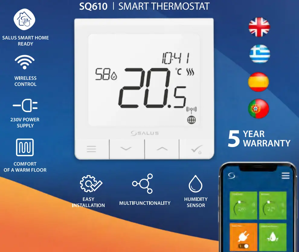 SALUS CONTROLS SQ610 Quantum Smart Thermostat - Fig 1