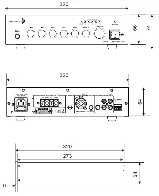 DAYTON AUDIO DA Series Tabletop Mixer-Amplifier-fig8
